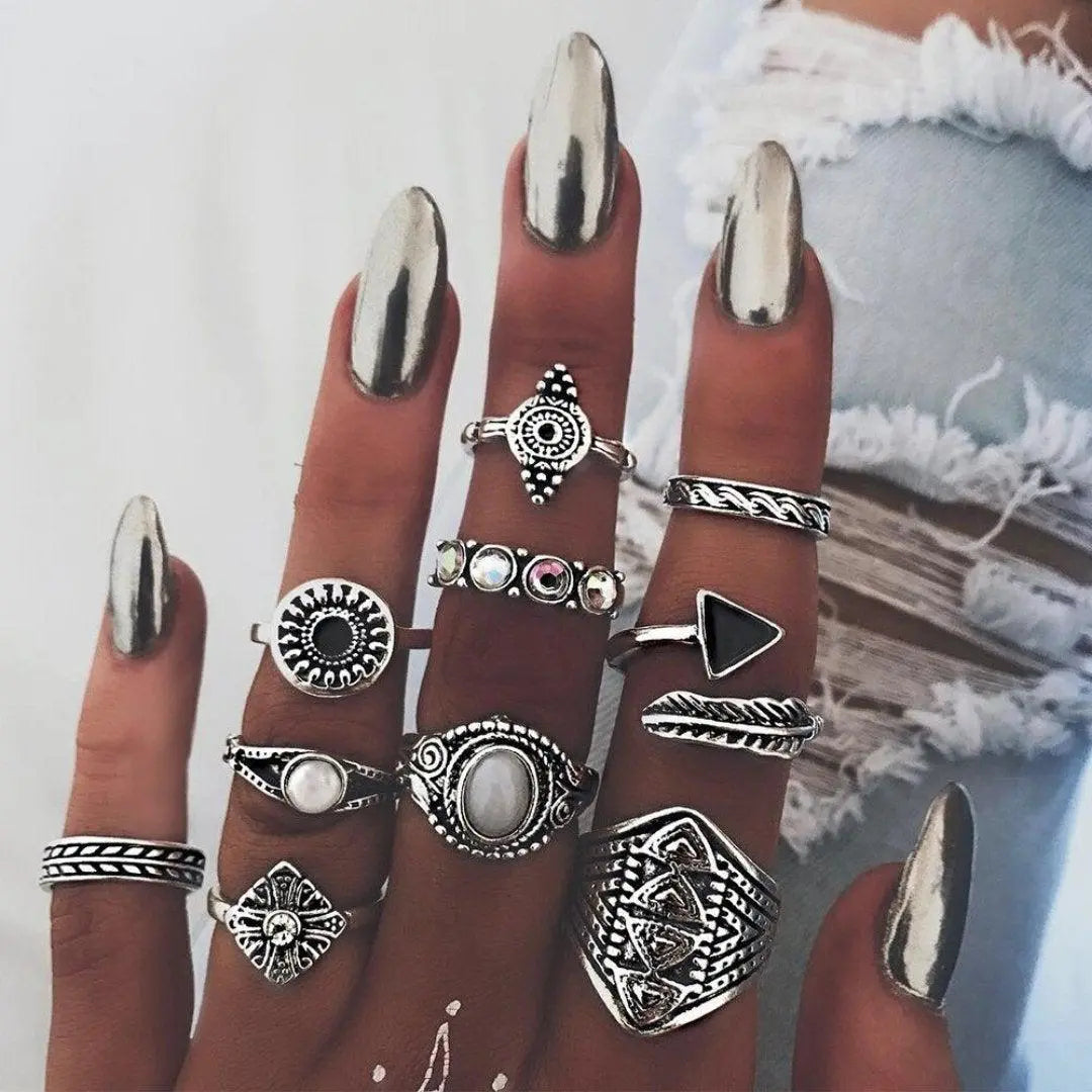 Boho Ring Stack Pack – 8 to 12 Mixed Rings