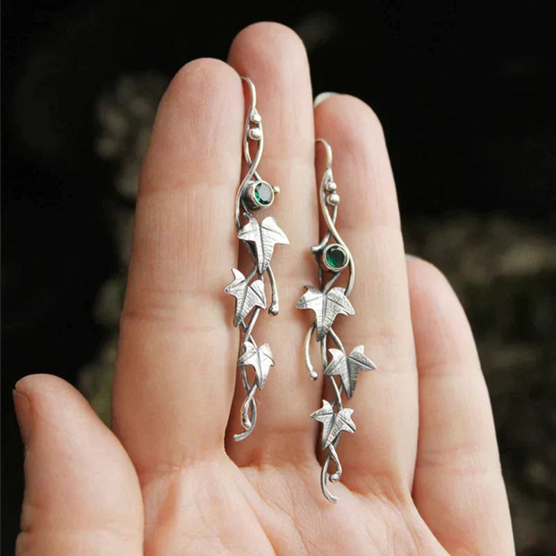 Sapphire Leaf Drop Earrings