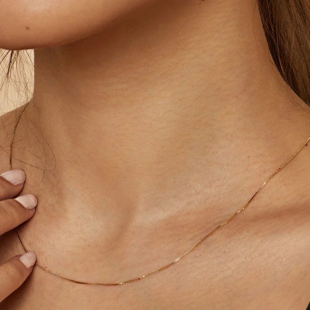 Dainty Gold Box Chain Layering Necklace