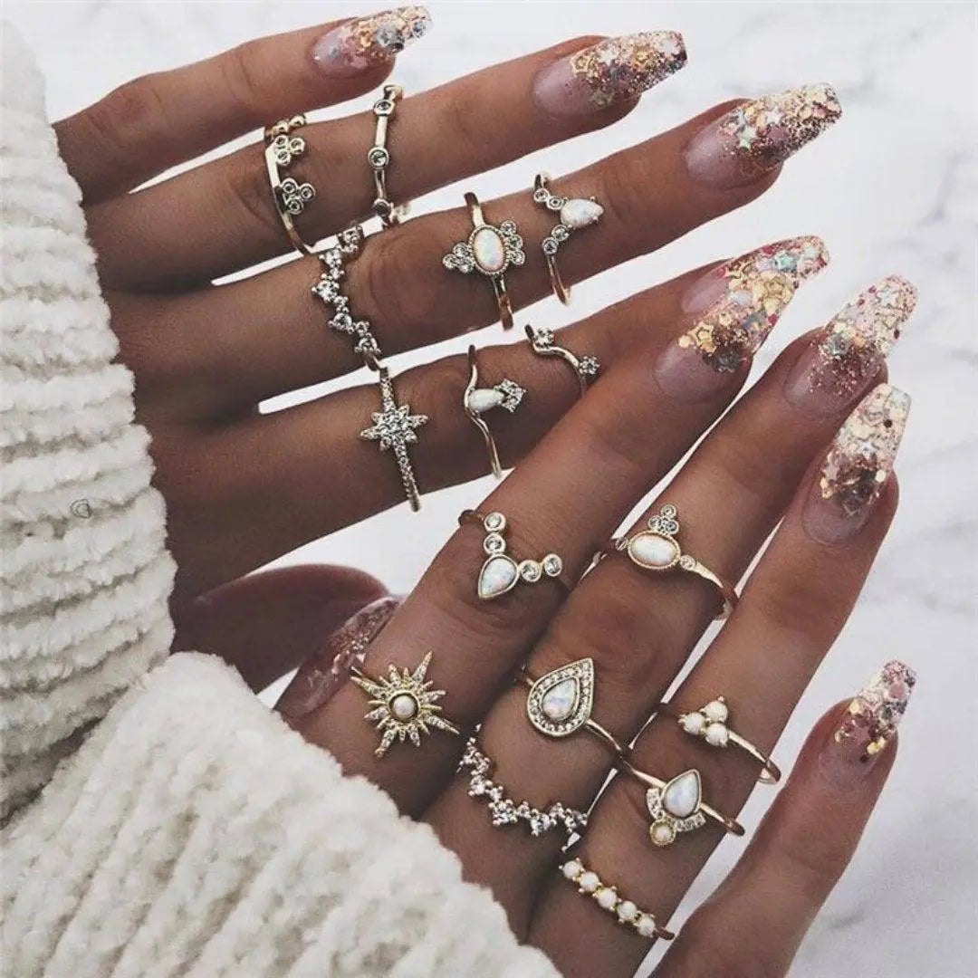 Boho Ring Stack Pack – 8 to 12 Mixed Rings