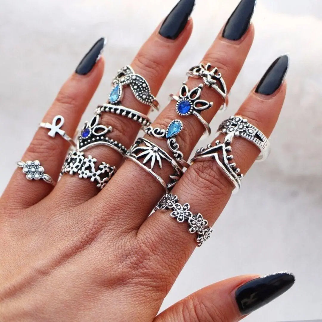 Boho Ring Stack Pack – 8 to 12 Mixed Rings
