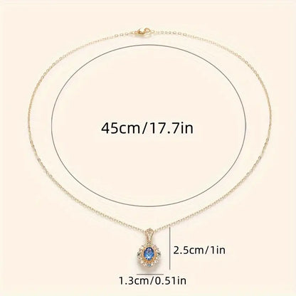Sapphire Oval Double Halo Pendant Necklace – Gold