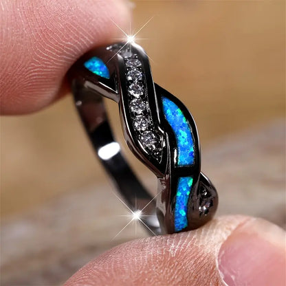 Black & Blue Sapphire Ring | White Gold