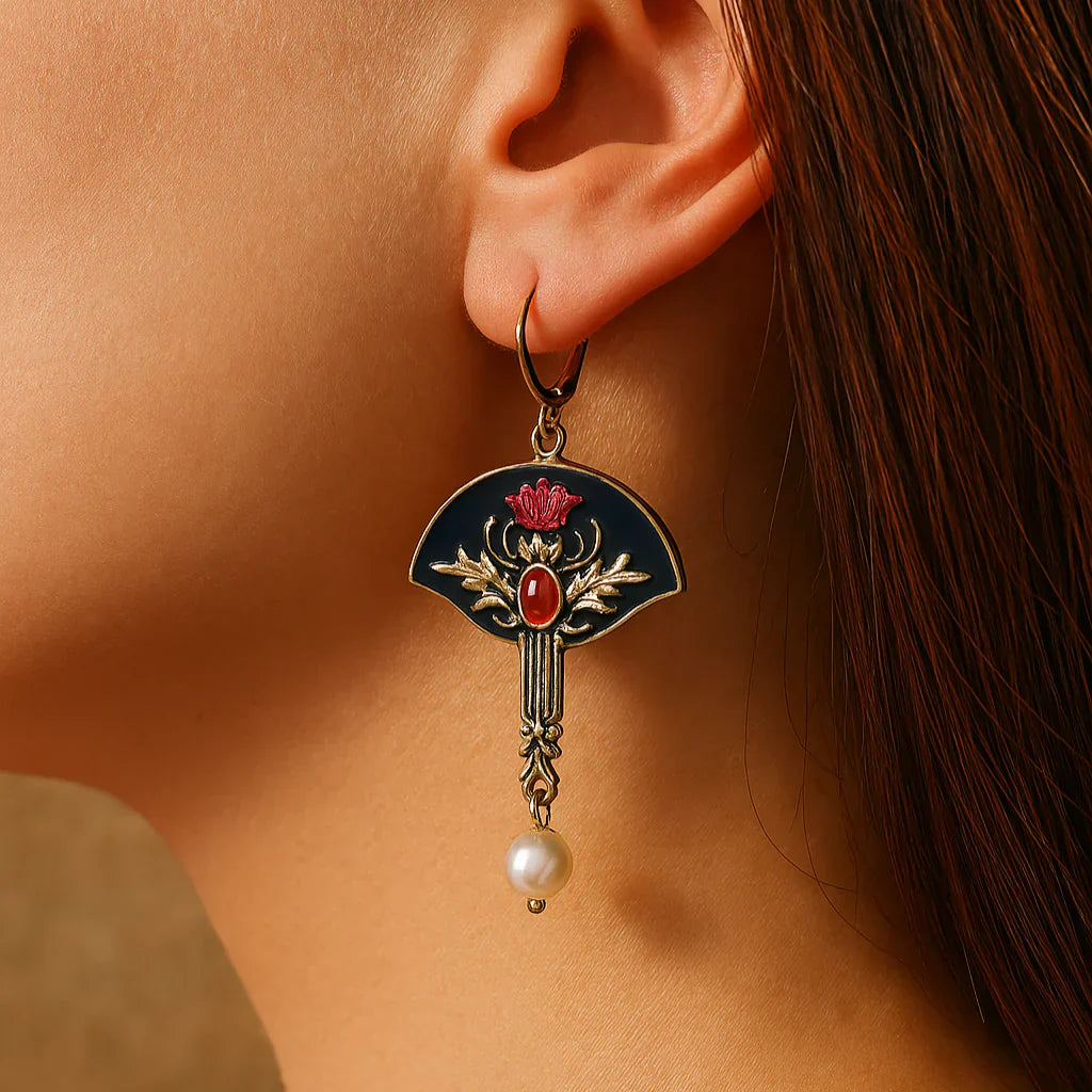Red Pearl Earrings