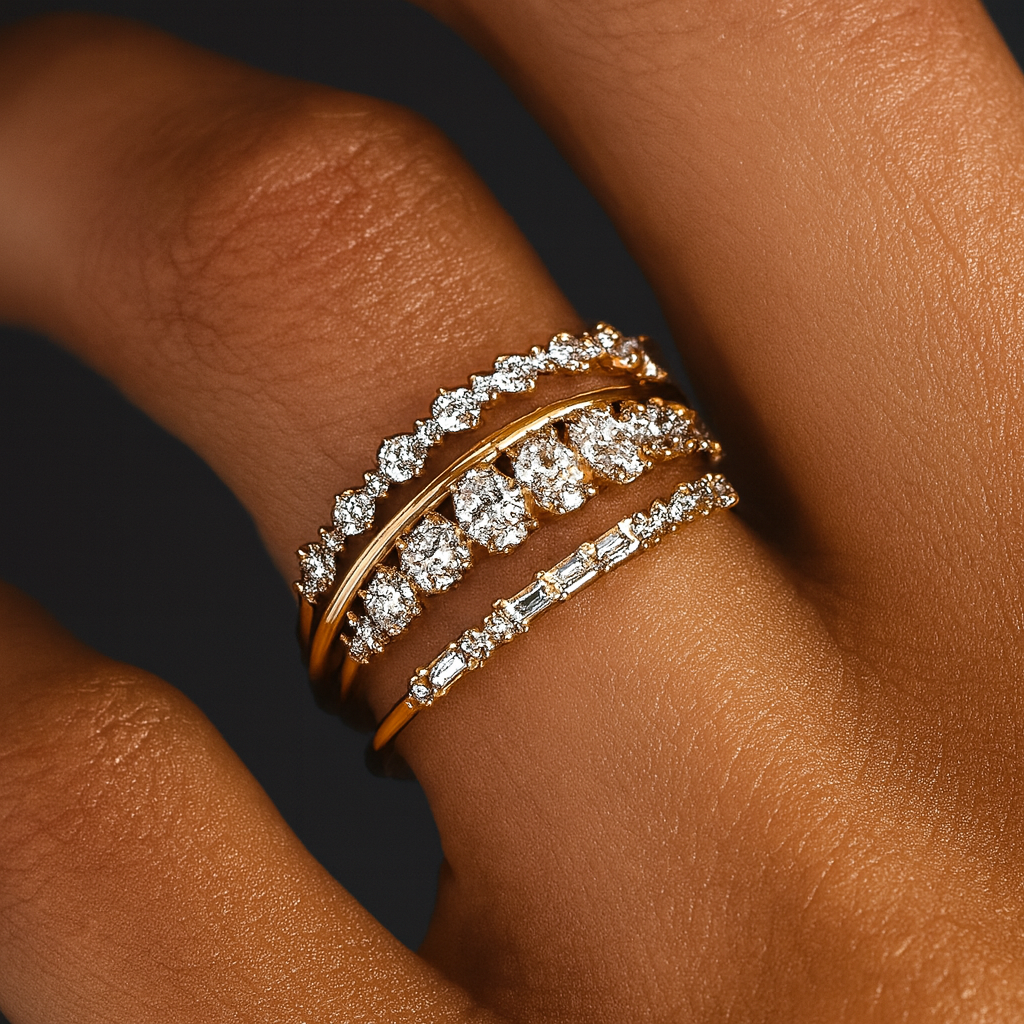 Golden Zirconia Ring Set