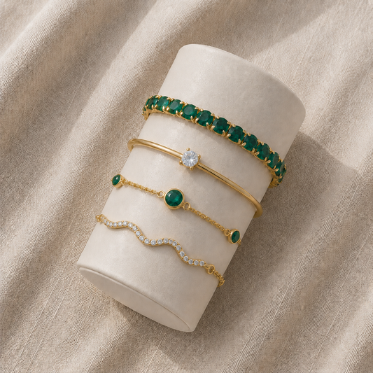 Green Gemstone Bracelet Set
