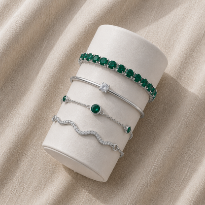 Green Gemstone Bracelet Set