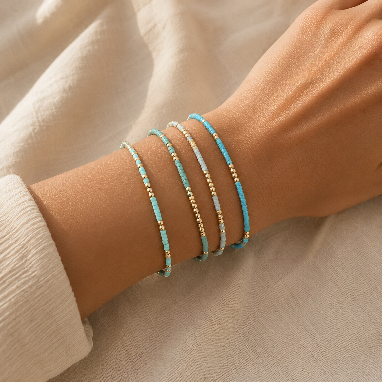 Chic Bohemian Turquoise Beaded Bracelet Set