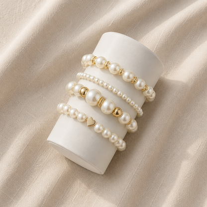 Pearl Stacking Bracelet Set of 4