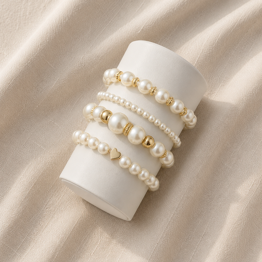 Pearl Stacking Bracelet Set of 4