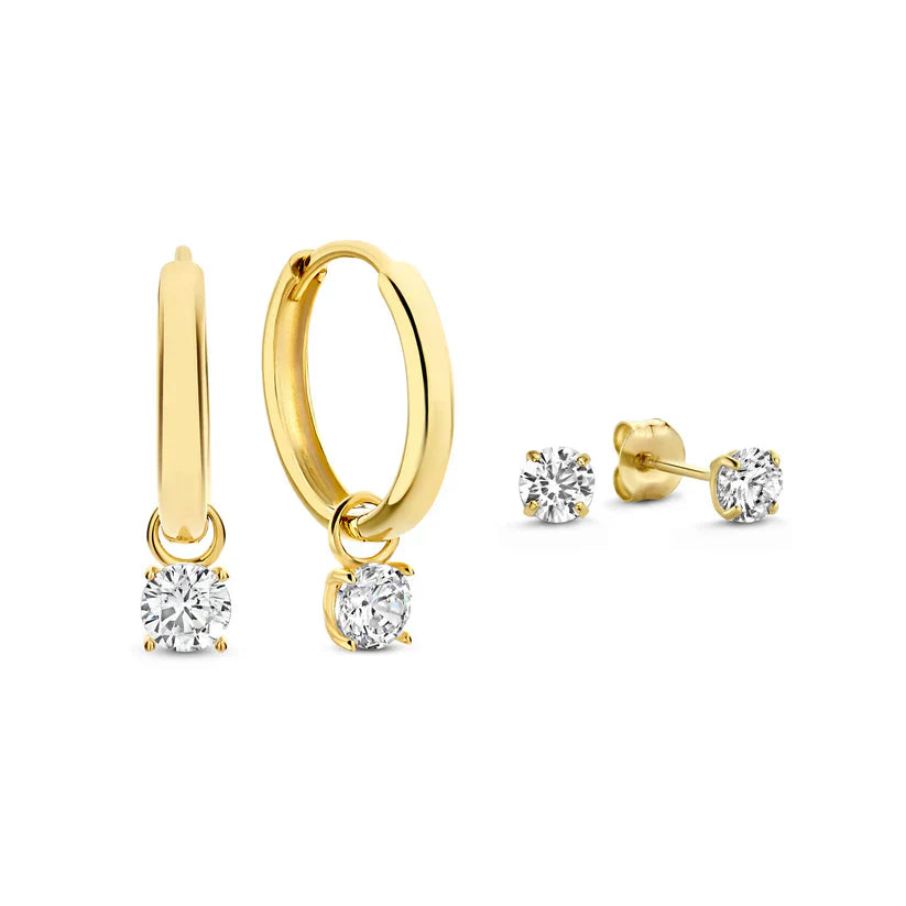 Stone Earrings Set | Gold