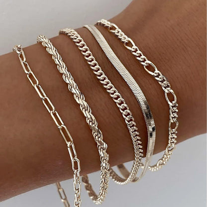 Gold Multi-Chain Bracelet Set – Layering Stack