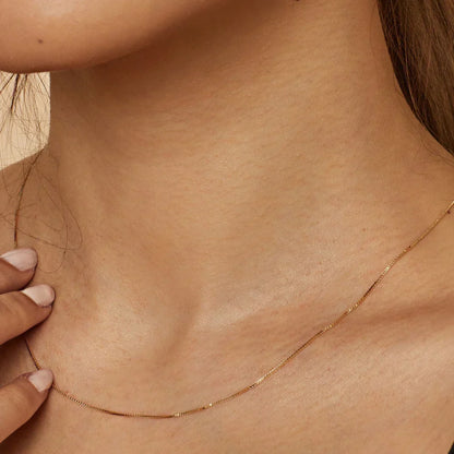 Dainty Gold Box Chain Layering Necklace