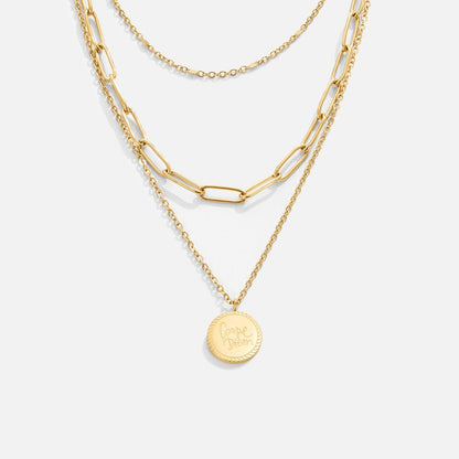 Gold Layered Paperclip & Coin Pendant Necklace
