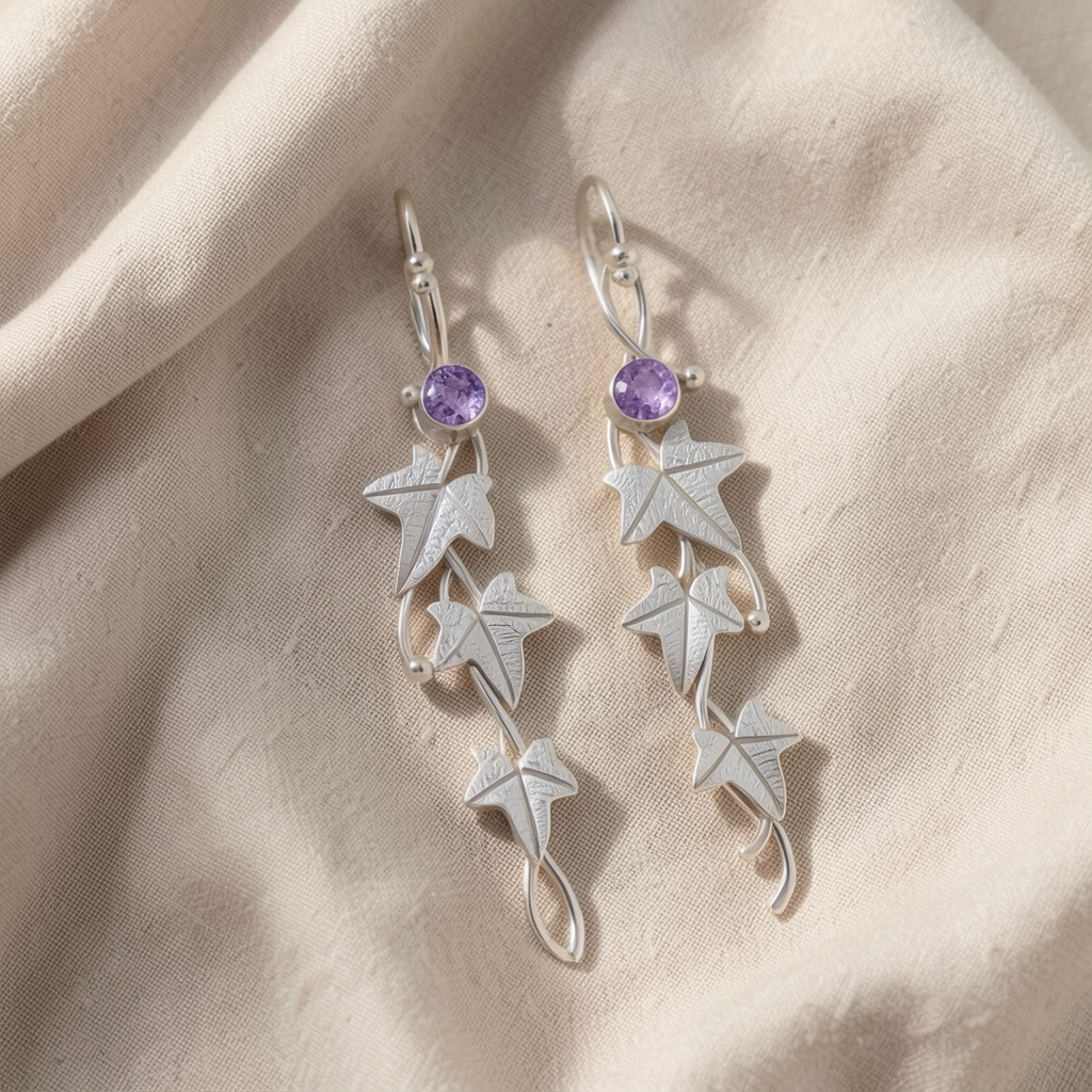 Sapphire Leaf Drop Earrings
