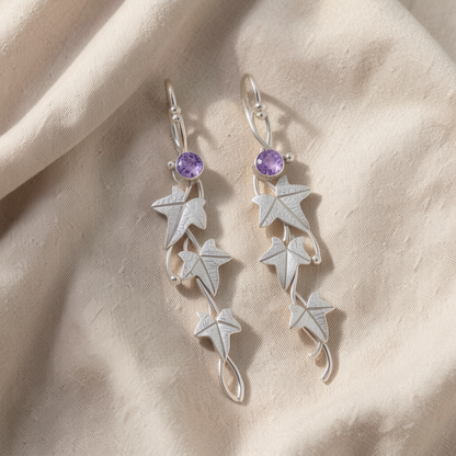 Sapphire Leaf Drop Earrings
