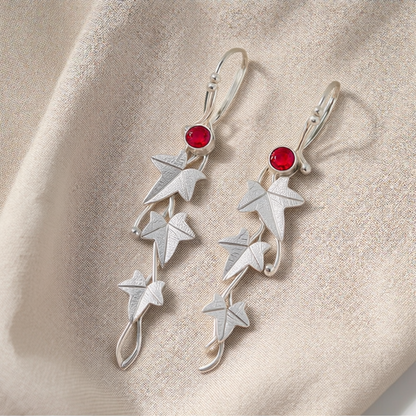 Sapphire Leaf Drop Earrings