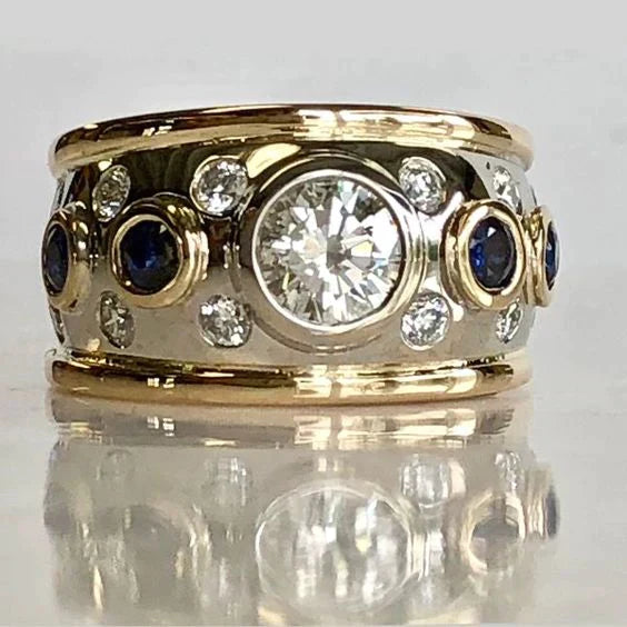 Golden Inlaid Zirconia Ring