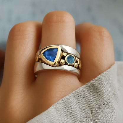 Blue Zirconia Boho Ring
