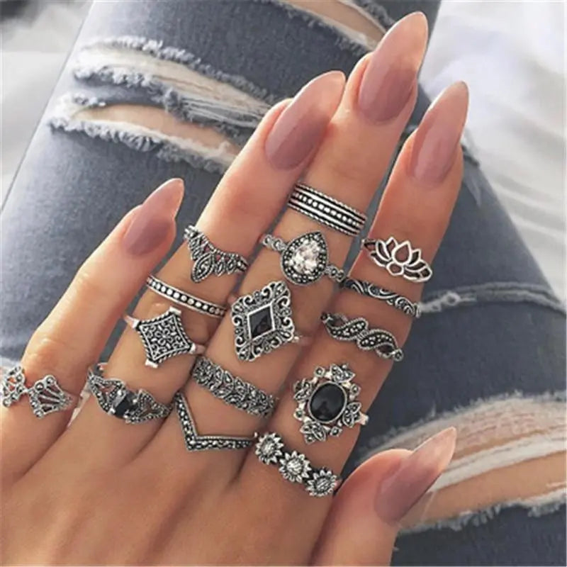 Boho Ring Stack Pack – 8 to 12 Mixed Rings