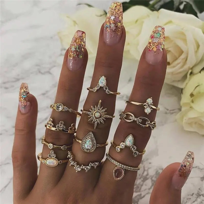 Boho Ring Stack Pack – 8 to 12 Mixed Rings