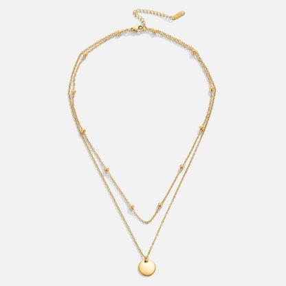 Gold Double Layer Satellite & Coin Necklace