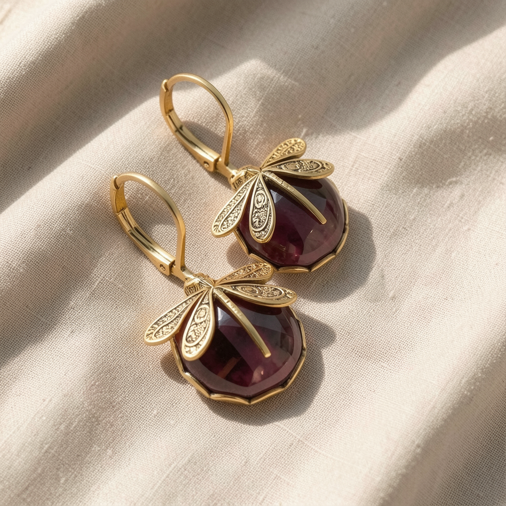 Antique Gold Dragonfly Earrings