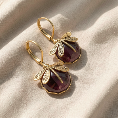 Antique Gold Dragonfly Earrings