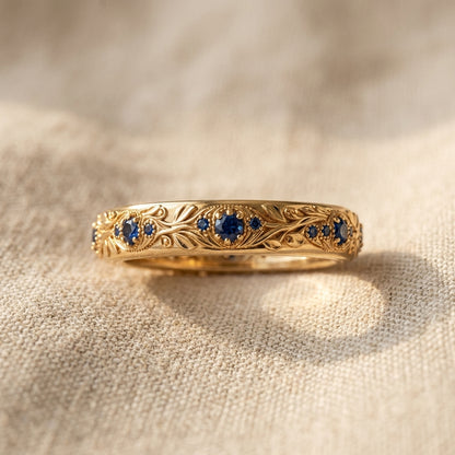 Fine Blue Zirconia Leaf Ring