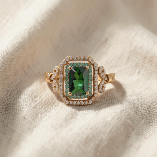 Green Emerald Royal Ring