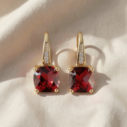 Mystic Sapphire Stone Hoop Gold Earrings