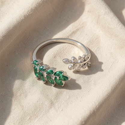 Emerald Leaf Ring
