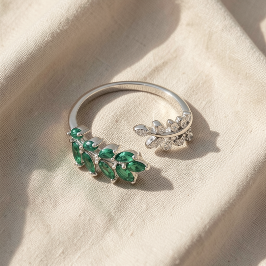 Emerald Leaf Ring
