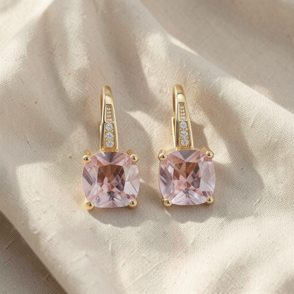 Mystic Sapphire Stone Hoop Gold Earrings