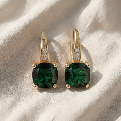 Mystic Sapphire Stone Hoop Gold Earrings
