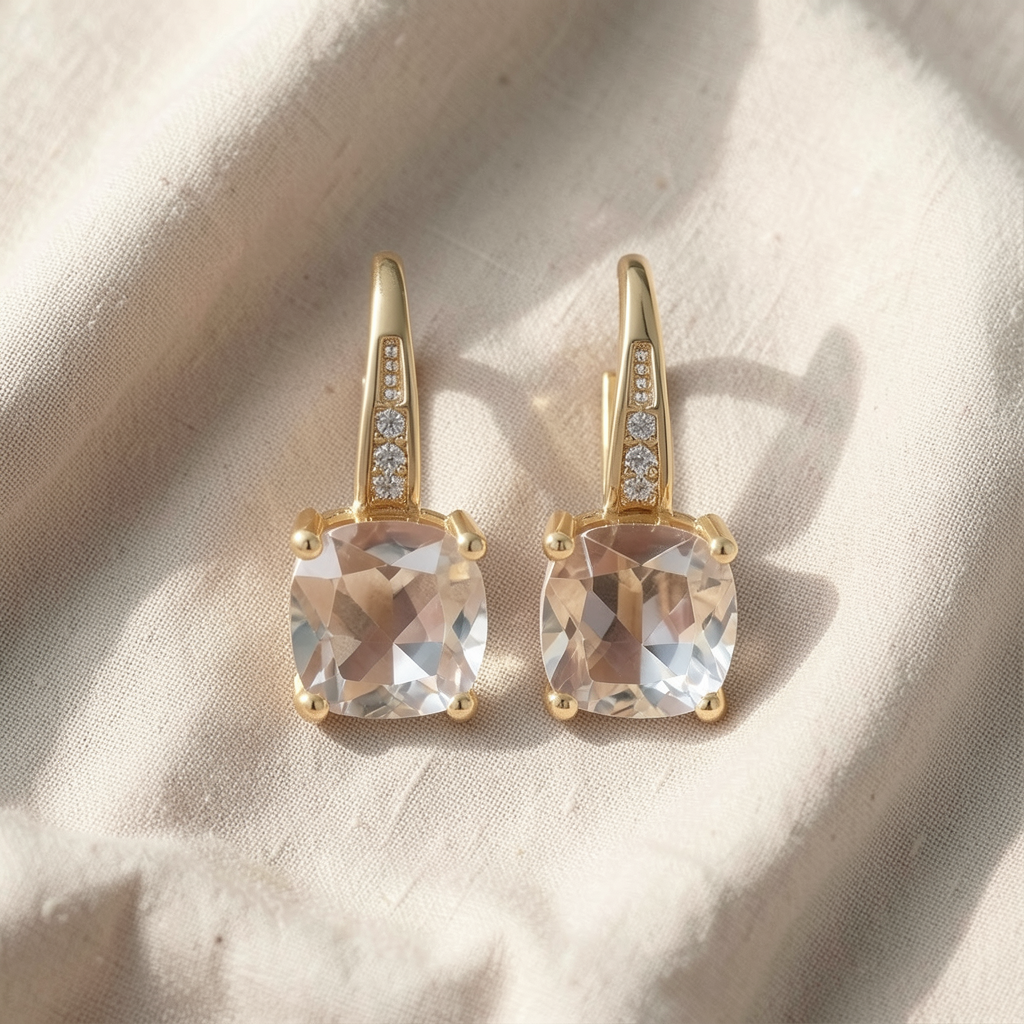 Mystic Sapphire Stone Hoop Gold Earrings