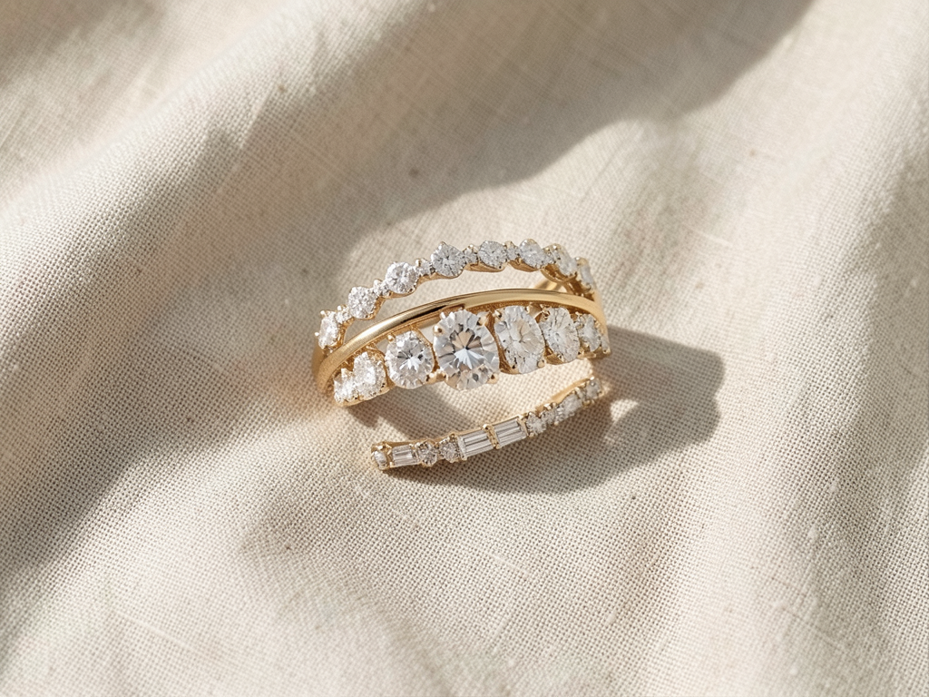 Golden Zirconia Ring Set