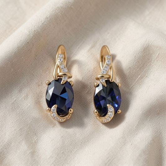 Royal Midnight Gold Drop Earrings