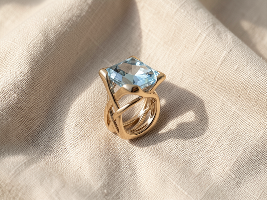 Rose Gold Blue Zirconia Ring