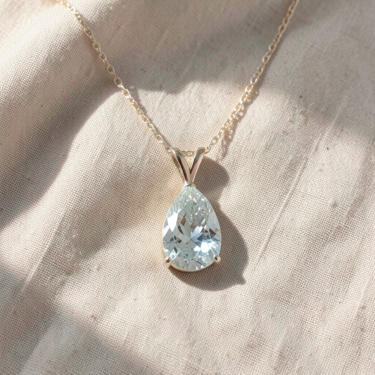 Ocean's Tear Necklace | White Gold