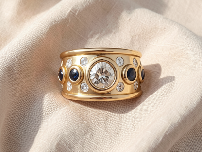 Golden Inlaid Zirconia Ring