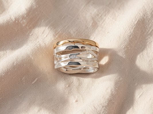 Gold & Silver Hollow Ring