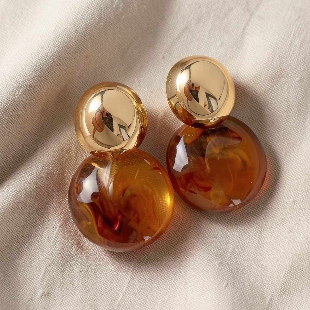 Amber Drop Earrings | Gold