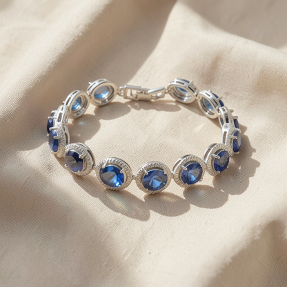 Sapphire Round Bracelet | White Gold