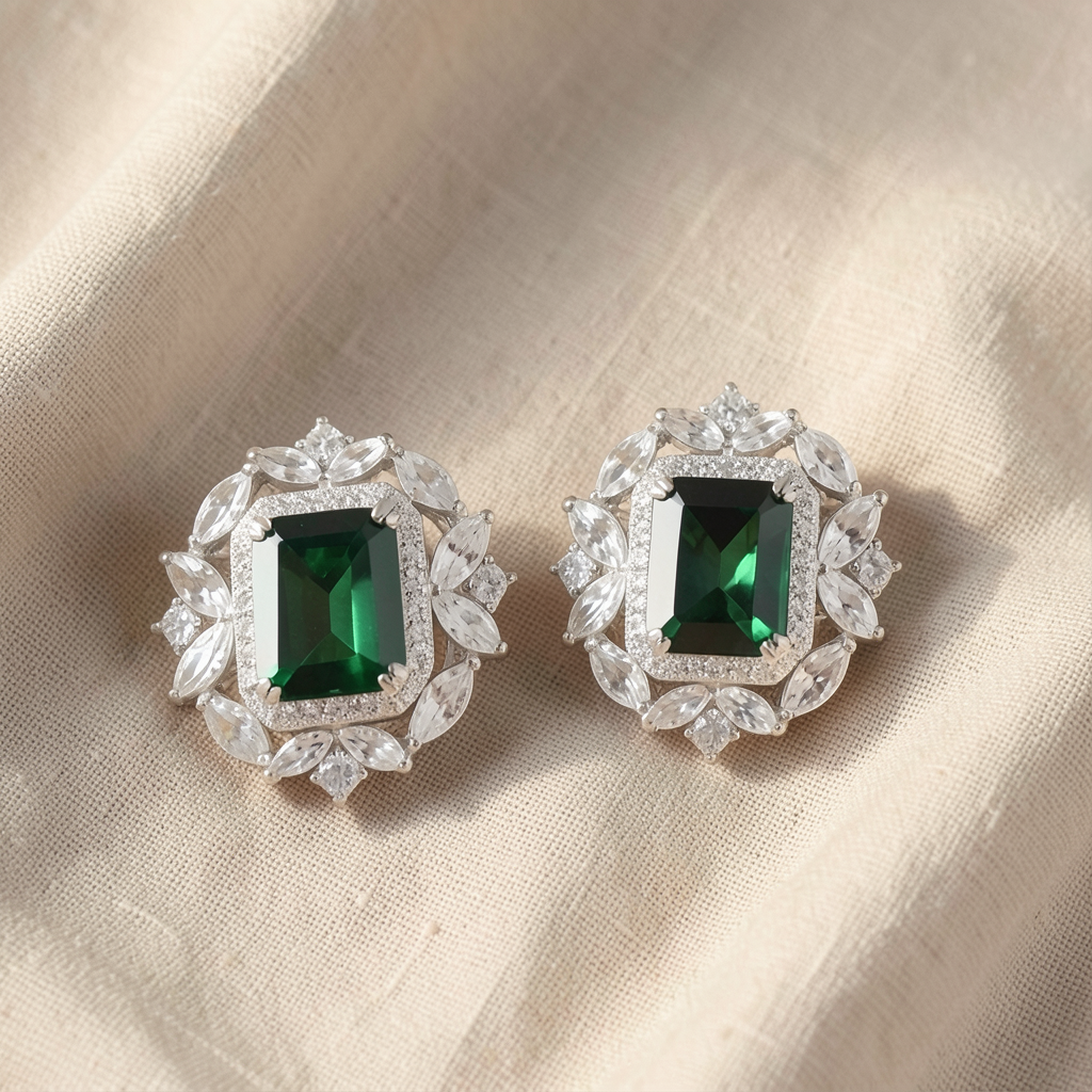 Emerald Crown Earrings