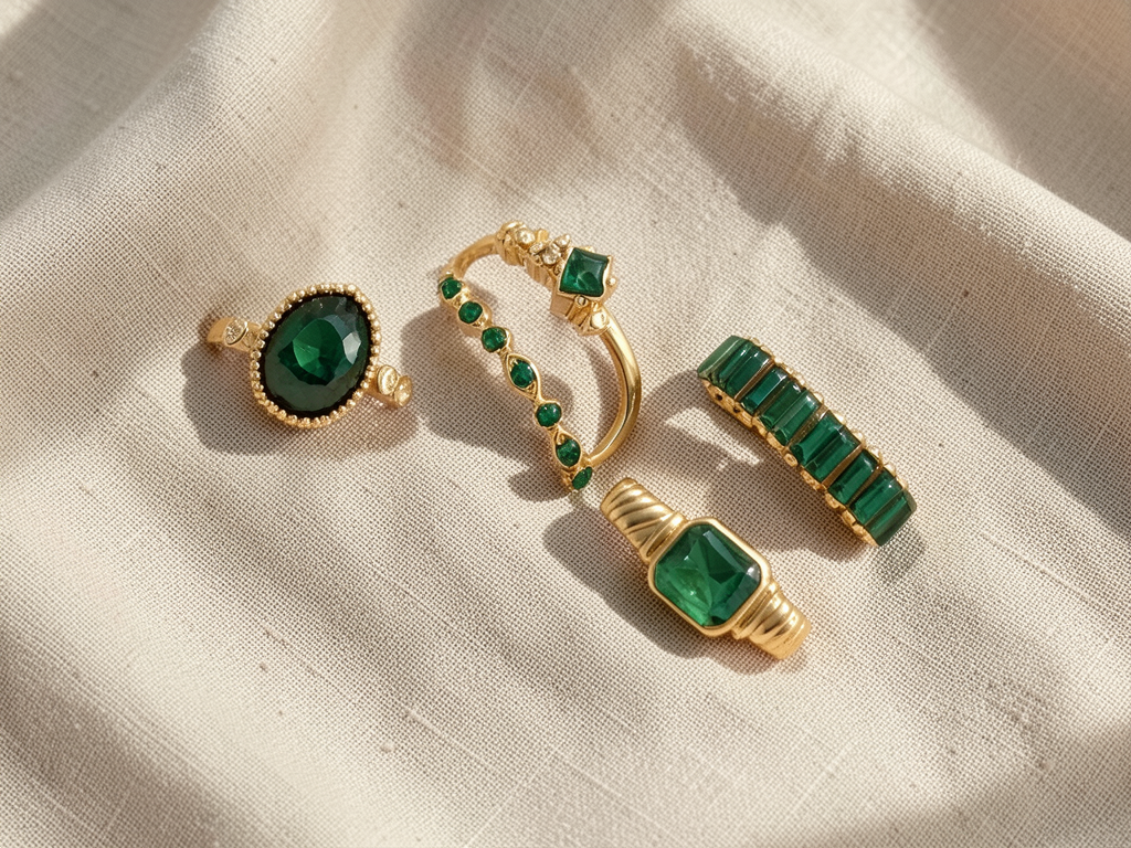 Zarina Emerald Ring Set | Gold