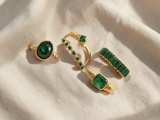 Zarina Emerald Ring Set | Gold