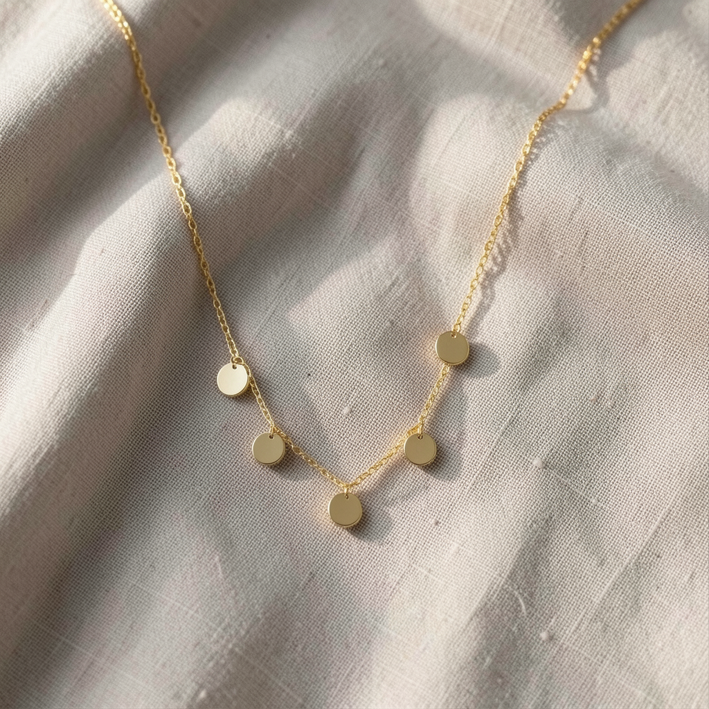 Dainty Gold Multi Disc Charm Necklace