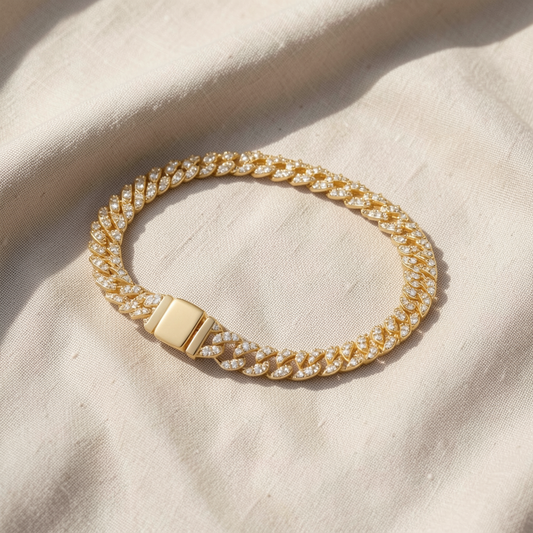 Moissanite Cuban Bracelet | Gold