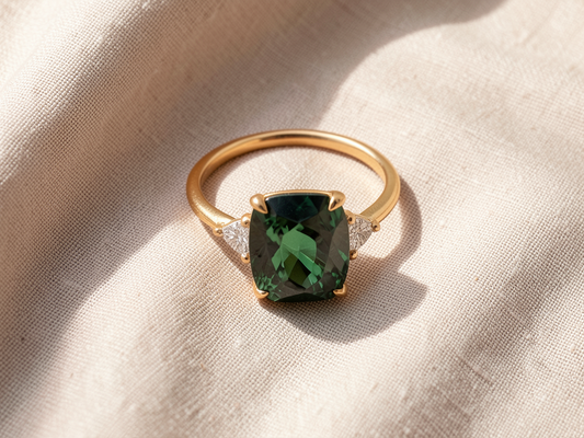 Green Zirconia Ring in Gold